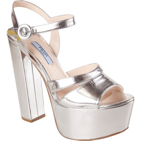 silver pradas|prada silver platform.